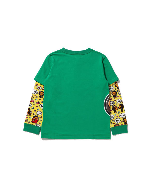 Camiseta Bape Milo Speech Balloon Layered L/S Niños Verde Menta | 374812-CEF