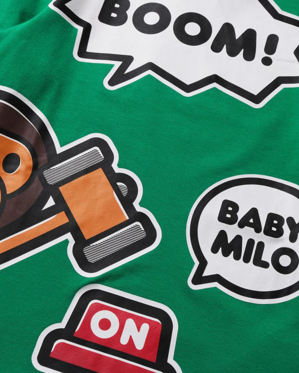 Camiseta Bape Milo Speech Balloon Layered L/S Niños Verde Menta | 374812-CEF