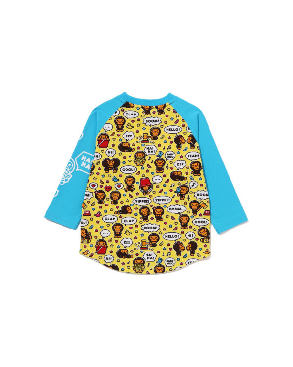 Camiseta Bape Milo Speech Balloon Raglan 3/4 Sleeve Niños Azules | 587036-VBR