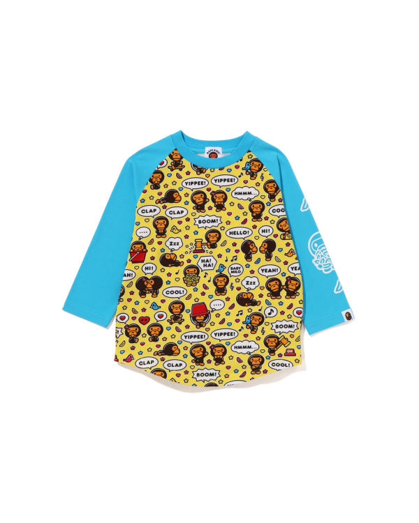 Camiseta Bape Milo Speech Balloon Raglan 3/4 Sleeve Niños Azules | 587036-VBR