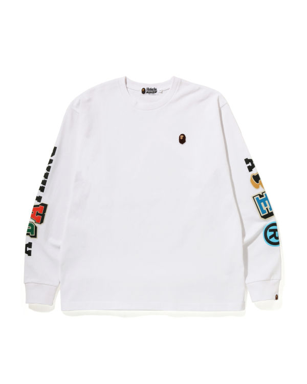 Camiseta Bape Multi Fonts Relaxed Fit L/S Hombre Blancos | 732984-EOM