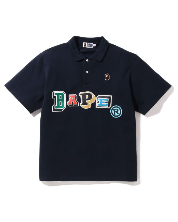 Camiseta Bape Multi Fonts Relaxed Fit Polo Hombre Azul Marino Azules | 013587-GXJ