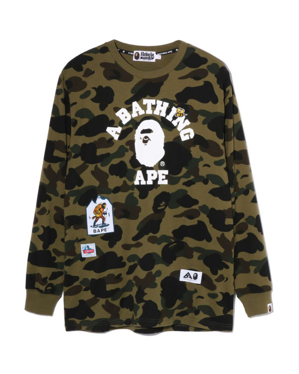 Camiseta Bape Multi Label 1st Camo L/S Mujer Verdes | 689075-QHO