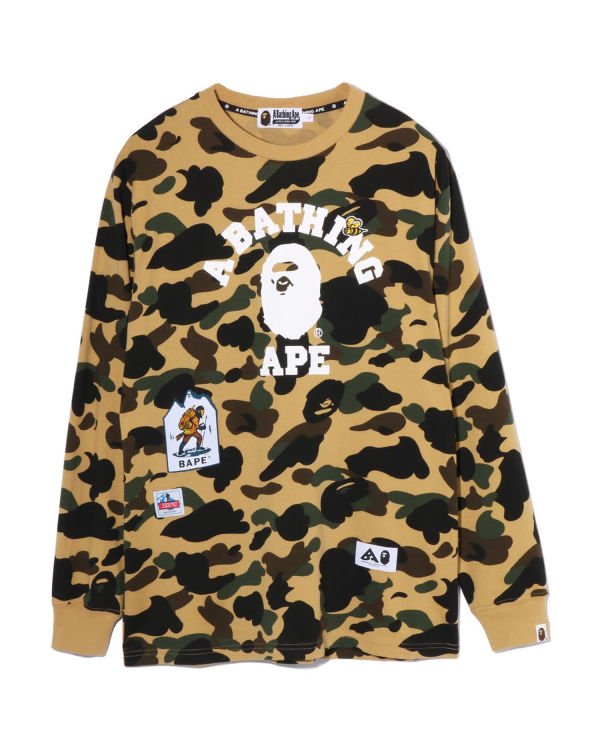 Camiseta Bape Multi Label 1st Camo L/S Mujer Amarillos | 907368-FWA