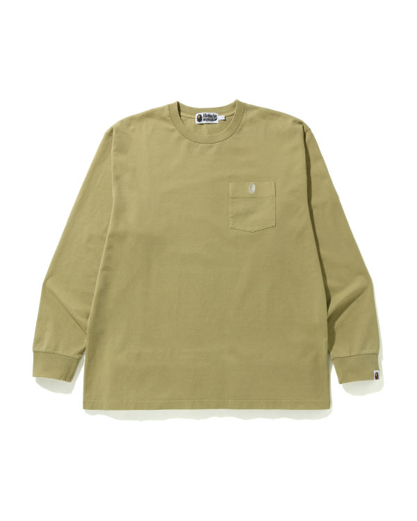 Camiseta Bape Overdye One Point Pocket Relaxed Fit L/S Hombre Beige | 967401-XIN