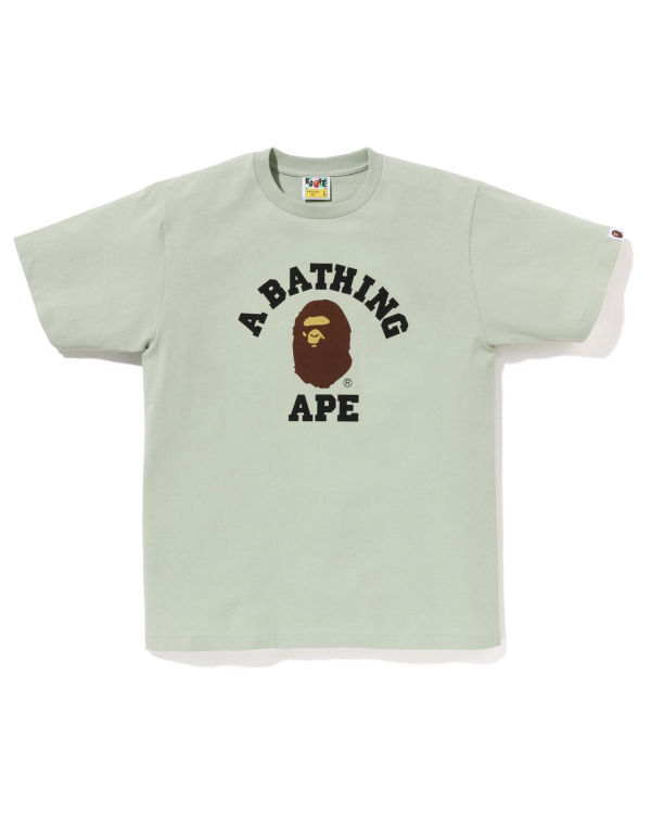 Camiseta Bape Pigment College Hombre Verdes Claro | 039587-STP