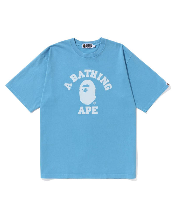 Camiseta Bape Pigment Dyed College Relaxed Fit Hombre Azules Claro | 416082-TUL