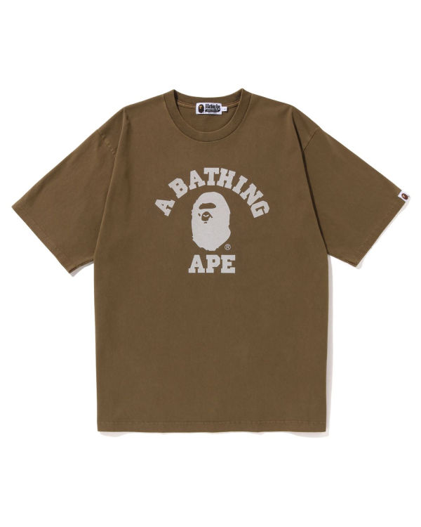 Camiseta Bape Pigment Dyed College Relaxed Fit Hombre Beige | 940817-OWB