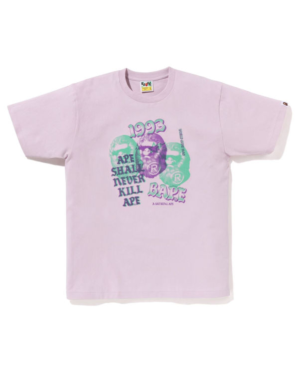 Camiseta Bape Pigment Three Ape Head Hombre Morados | 671523-UFR