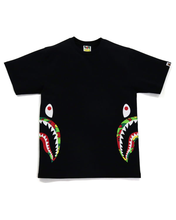 Camiseta Bape STA Camo Side Shark Hombre Negros | 415329-QKU