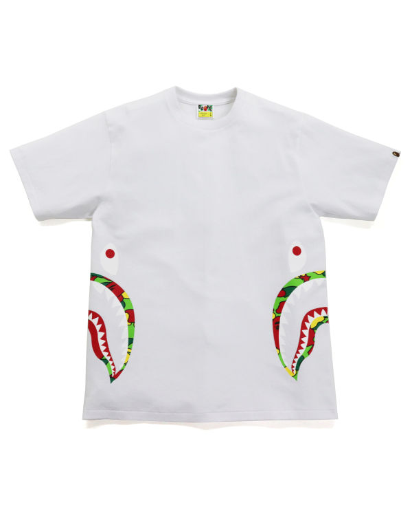 Camiseta Bape STA Camo Side Shark Hombre Blancos | 574862-SCV