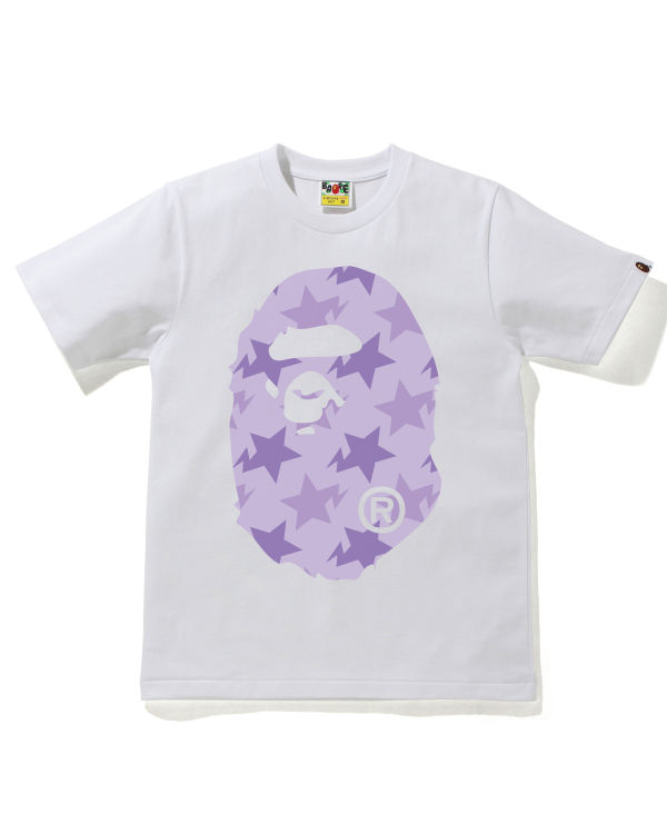 Camiseta Bape STA Pattern Big Ape Head Mujer Blancos | 189045-LVD