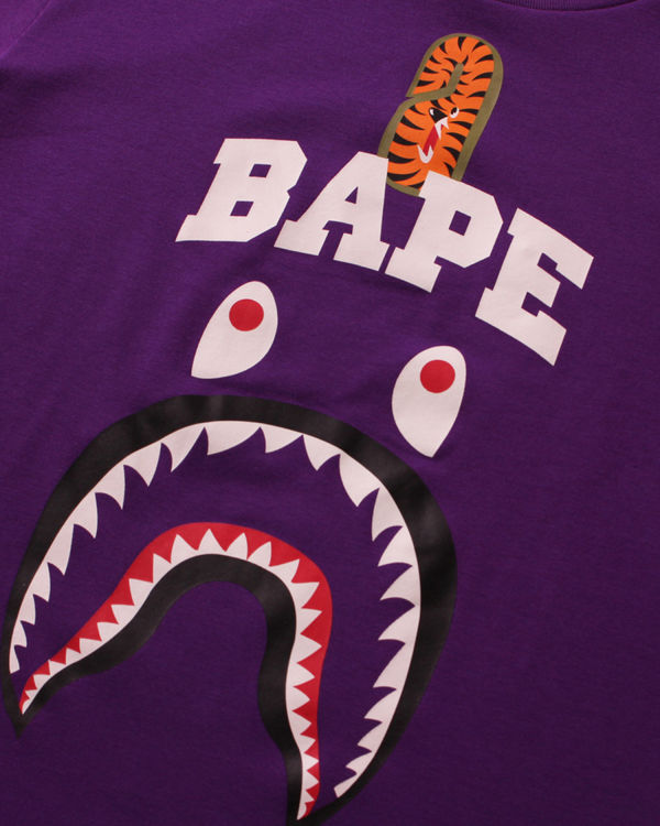 Camiseta Bape Shark Print Niños Morados | 681475-CXB