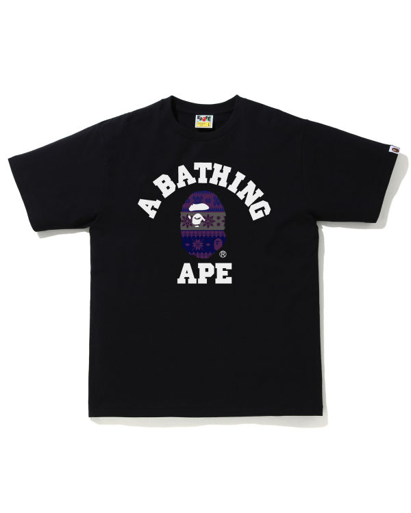 Camiseta Bape Snow Pattern College Hombre Negros | 814603-HJK