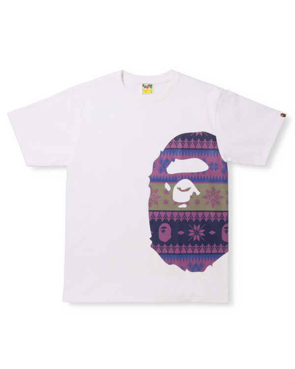 Camiseta Bape Snow Pattern Side Big Ape Head Hombre Blancos | 167305-PWA