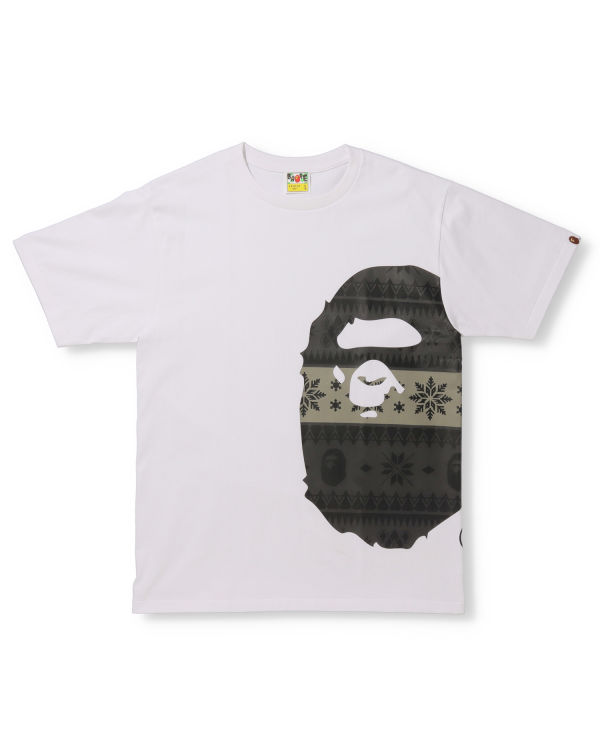 Camiseta Bape Snow Pattern Side Big Ape Head Hombre Blancos | 935847-OXH