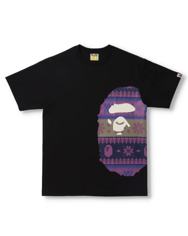 Camiseta Bape Snow Pattern Side Big Ape Head Hombre Negros | 986723-SYU