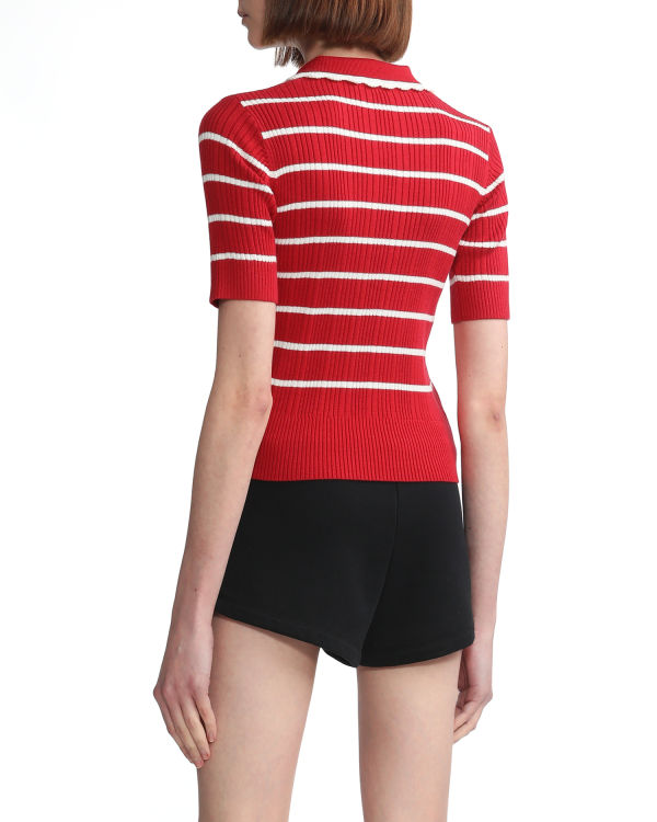 Camiseta Bape Stripe Mujer Rojos Claro | 081462-BCW