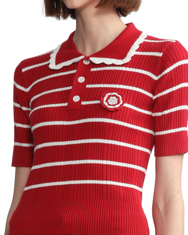 Camiseta Bape Stripe Mujer Rojos Claro | 081462-BCW