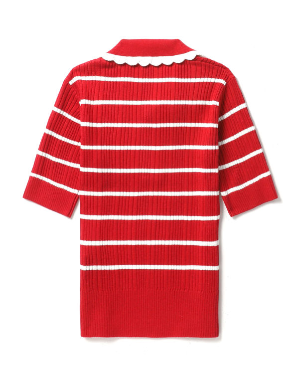 Camiseta Bape Stripe Mujer Rojos Claro | 081462-BCW