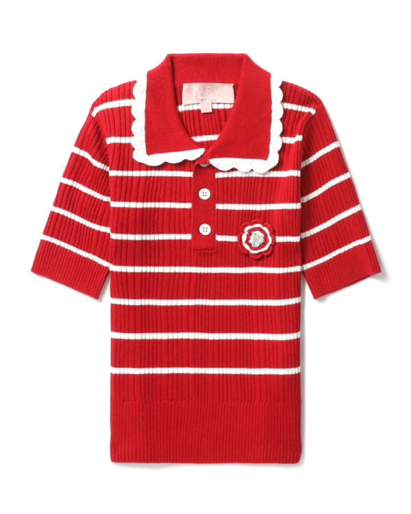 Camiseta Bape Stripe Mujer Rojos Claro | 081462-BCW