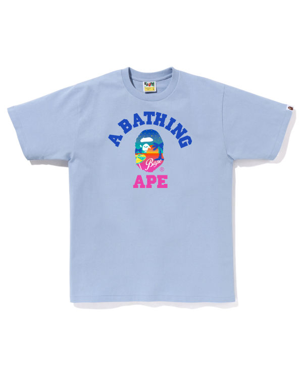 Camiseta Bape Sunset Beach Hombre Azules Claro | 372406-NDY