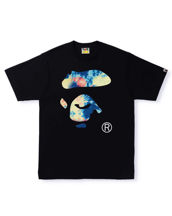 Camiseta Bape Tie Dye Ape Face Hombre Negros | 354728-ZDS