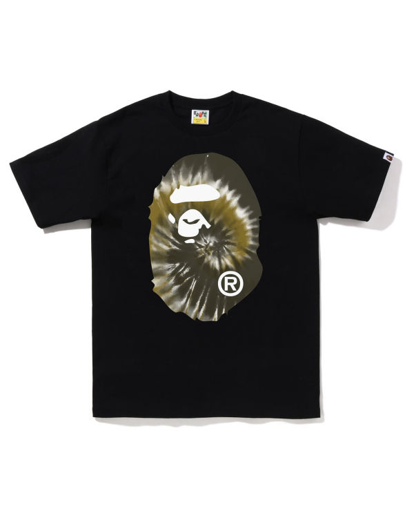 Camiseta Bape Tie-Dye Big Ape Head Hombre Negros | 245076-PUZ