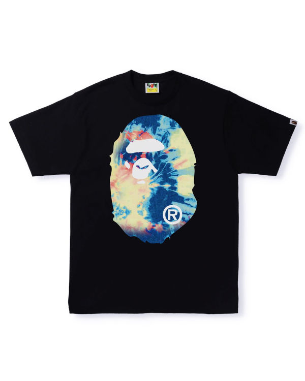 Camiseta Bape Tie Dye Big Ape Head Hombre Negros | 260187-MYL