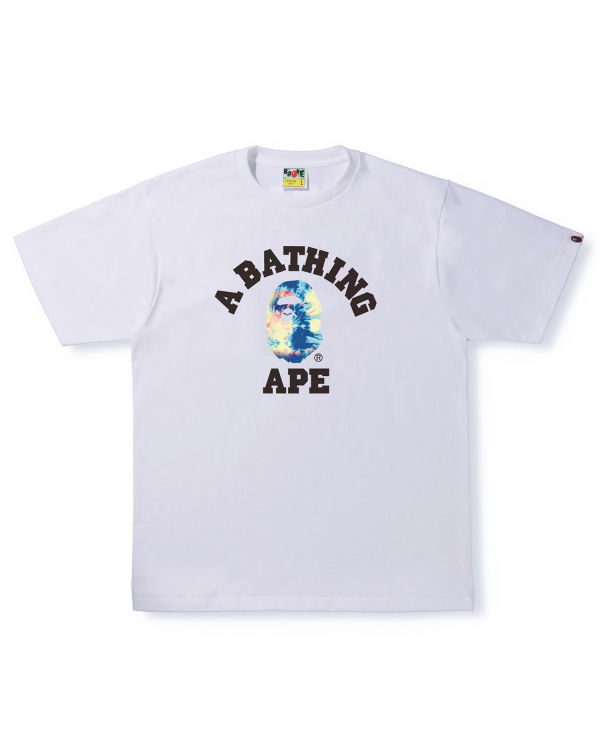 Camiseta Bape Tie Dye College Hombre Blancos | 079185-MJE