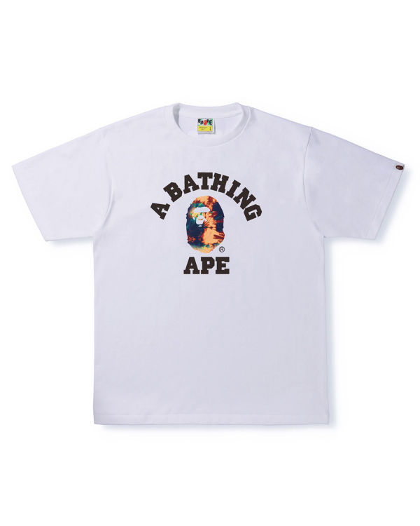 Camiseta Bape Tie Dye College Hombre Blancos | 916847-UNH