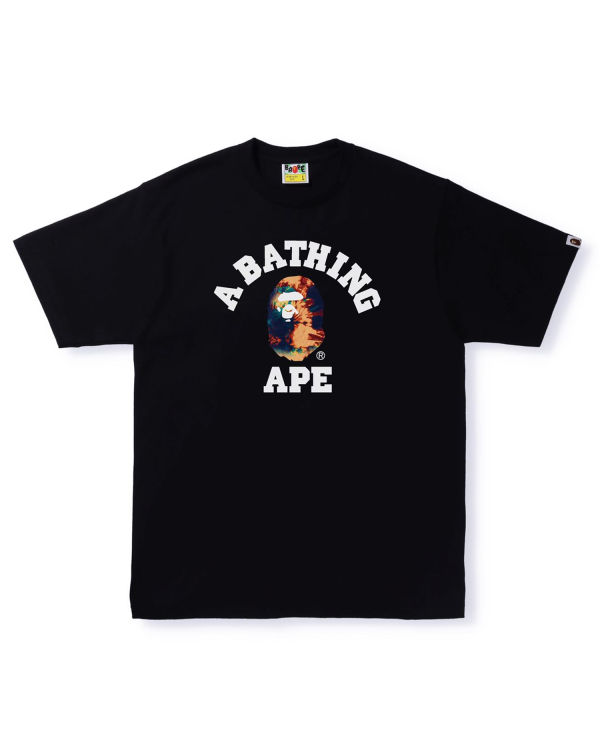 Camiseta Bape Tie Dye College Hombre Negros | 036175-OQU