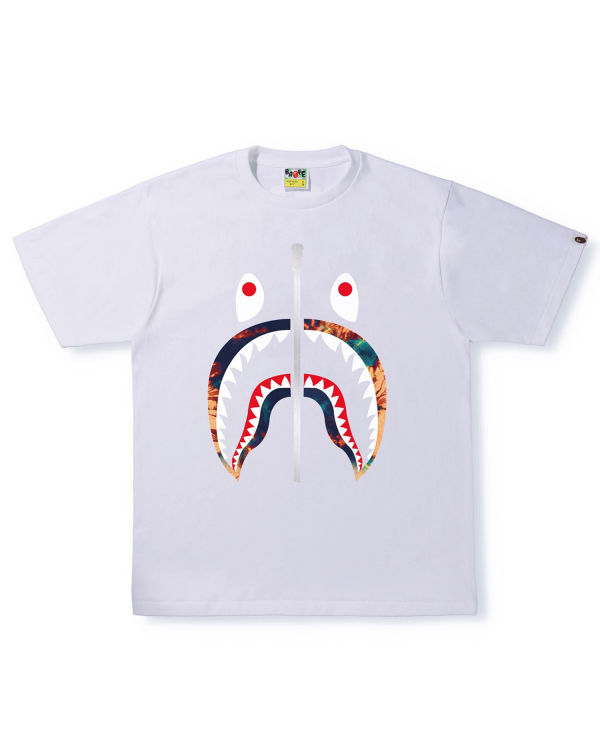 Camiseta Bape Tie Dye Shark Hombre Blancos | 249065-MIE