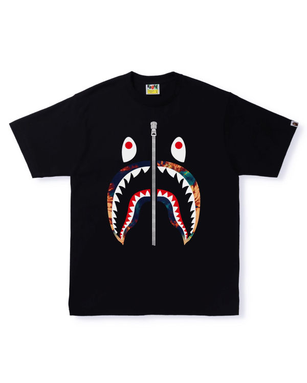 Camiseta Bape Tie Dye Shark Hombre Negros | 503972-XTK