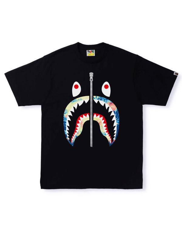 Camiseta Bape Tie Dye Shark Hombre Negros | 518394-DMB