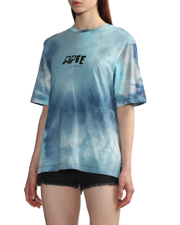 Camiseta Bape Tie-dye graphic slit Mujer Azules | 014596-VEA