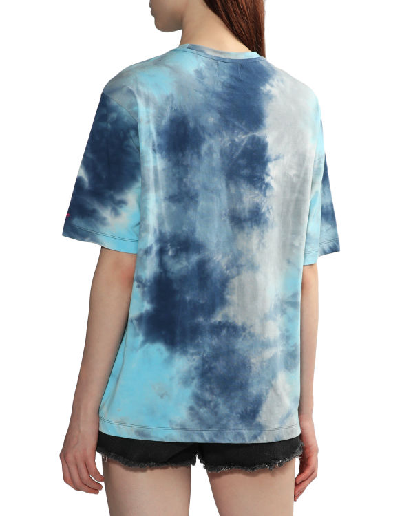 Camiseta Bape Tie-dye graphic slit Mujer Azules | 014596-VEA