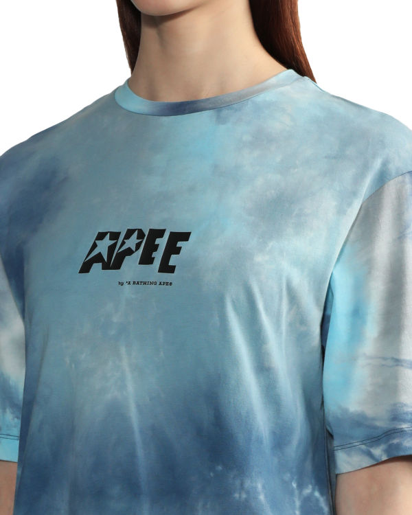 Camiseta Bape Tie-dye graphic slit Mujer Azules | 014596-VEA