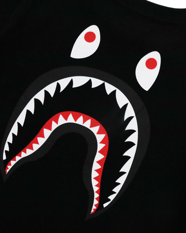 Camiseta Bape WGM Shark L/S Niños Negros | 496025-BTK