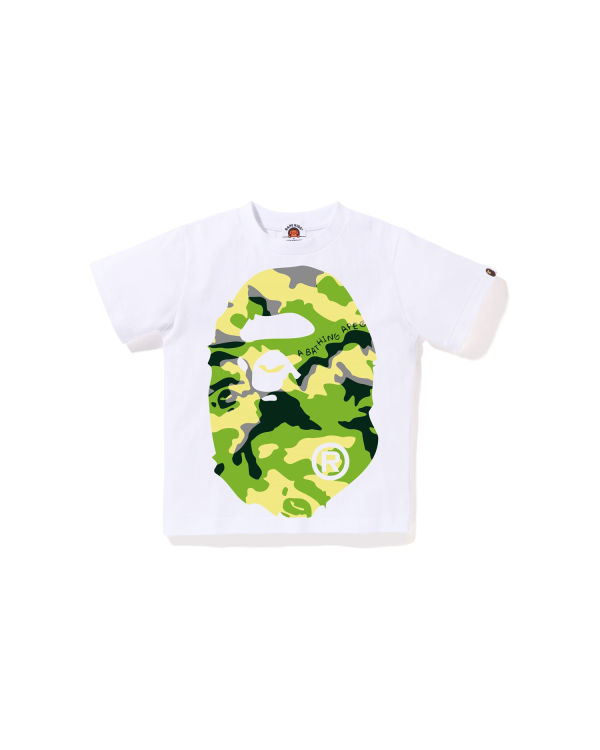 Camiseta Bape Woodland Camo Big Ape Head Niños Blancos | 146809-FRP