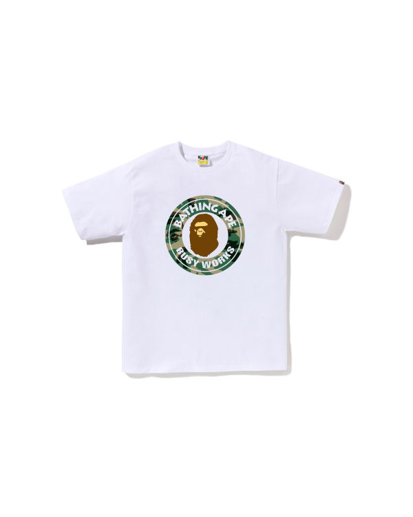 Camiseta Bape Woodland and Camo College Hombre Blancos | 089475-QGY