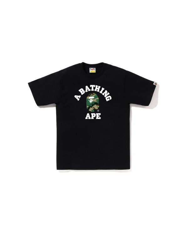 Camiseta Bape Woodland and Camo College Hombre Negros | 348527-VHP