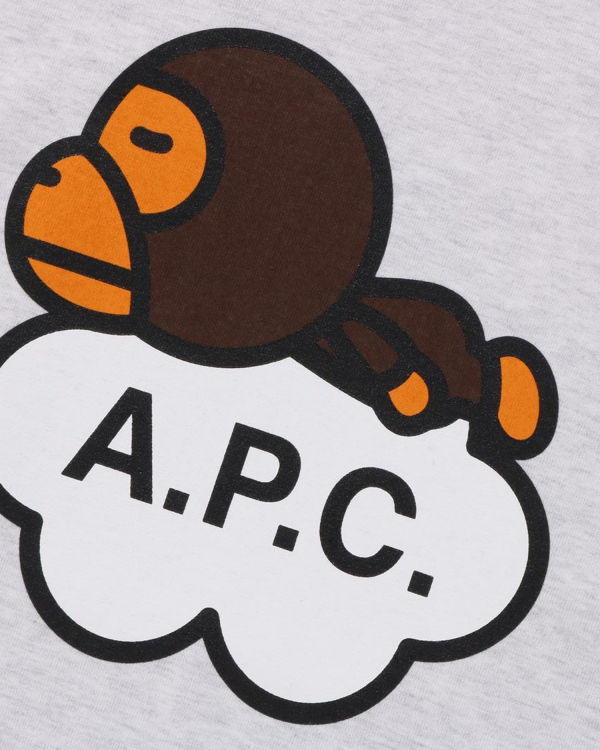 Camiseta Bape X A.P.C. Milo Anchos Mujer Grises | 097546-HOI