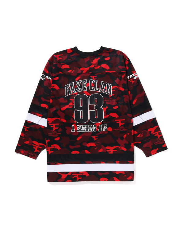 Camiseta Bape X Faze Clan Hockey L/S Hombre Rojos Claro | 395820-RWQ