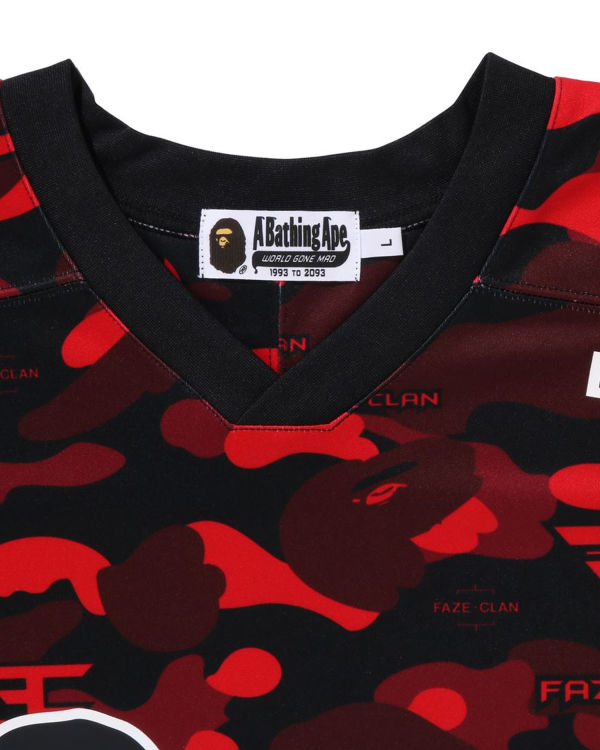 Camiseta Bape X Faze Clan Hockey L/S Hombre Rojos Claro | 395820-RWQ