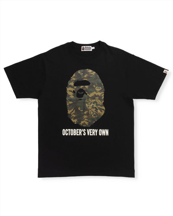 Camiseta Bape X OVO Woodland Camo Ape Head Hombre Negros | 574192-HGZ