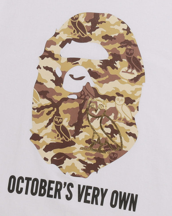 Camiseta Bape X OVO Woodland Camo Ape Head Hombre Blancos | 784021-ZGV