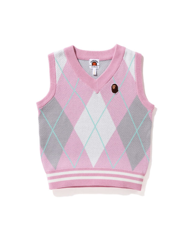 Chalecos Bape Ape Head Patch Argyle Niños Rosas | 286195-HGN