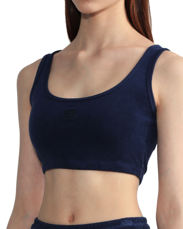 Chalecos Bape Towelling crop Mujer Azul Marino Azules | 953402-UMZ