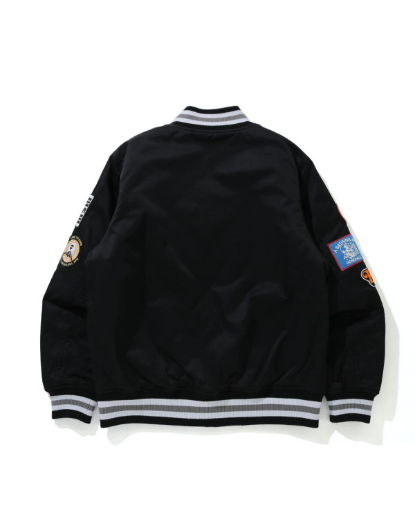 Chaquetas Bape Archive Patch Puffer Nylon Varsity Hombre Negros | 751802-MHN